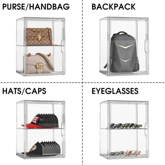 Clear Purse Organizer Acrylic Stackable Display Box for Handbags Wallets Bags - Picture 3 of 7